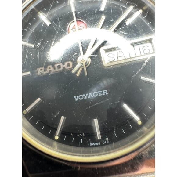 Vintage RADO VOYAGER Watch Automatic Day/Date Swiss 636.3583.4 Silver Tone - Picture 5 of 11